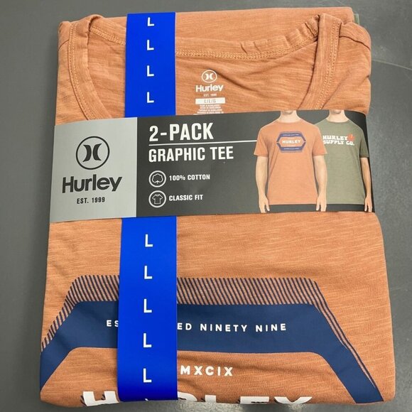 NEW Hurley Men's L 2-Pack Graphic Tee Classic Fit Cotton - Picture 2 of 5